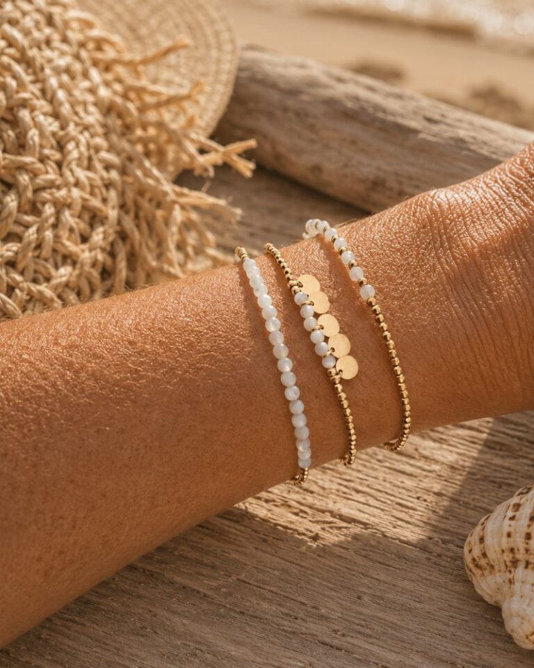 bracelet multirang nacre et sequins bracelet multirang nacre et sequins