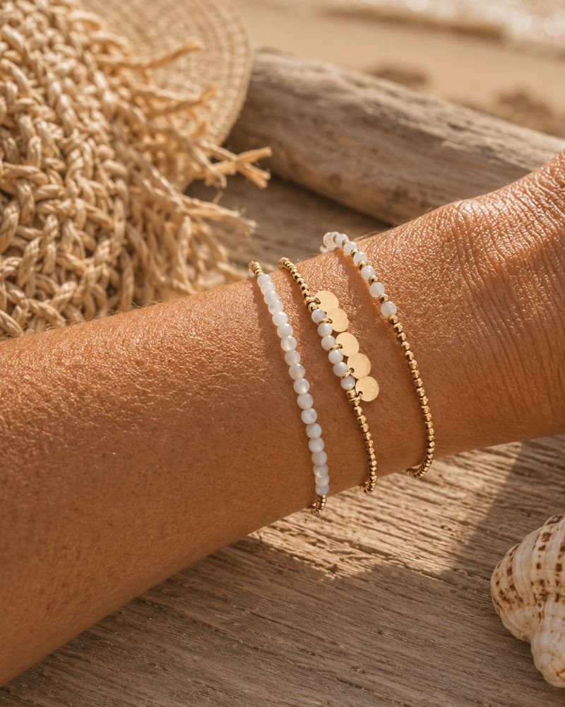 bracelet multirang nacre et sequins