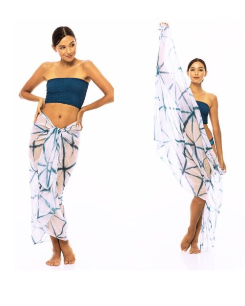 paréo ou étole tie & dye bleu