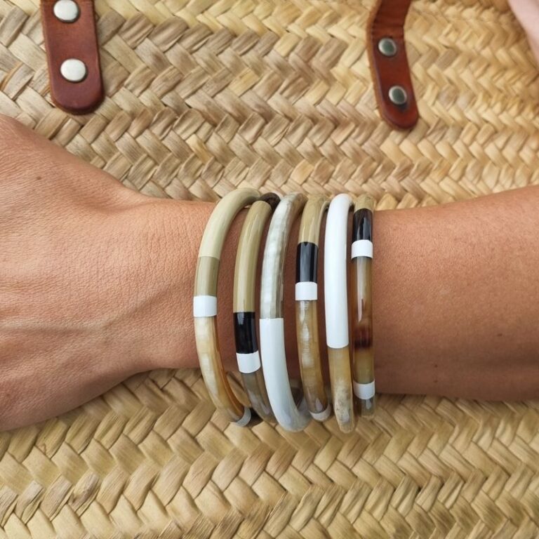 Bracelet corne de buffle trio Naturel Black