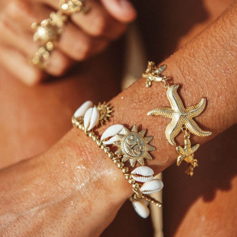 bracelet breloques coquillages cauris & soleil mile mila bijoux