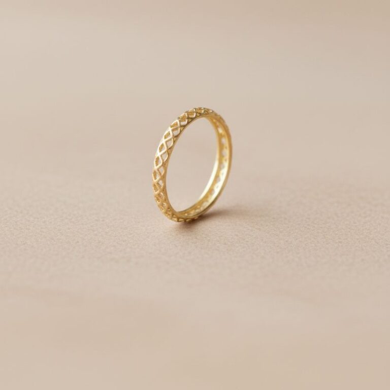 bague fine pour femme plaqué or maille tressée