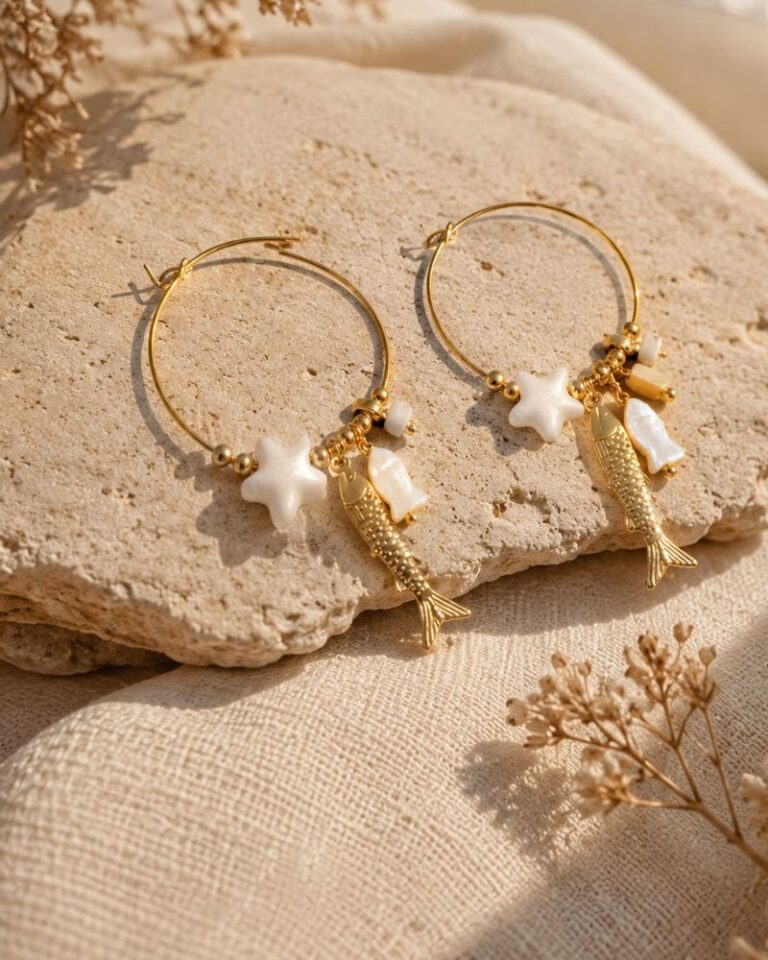 boucles d'oreilles créoles breloques mer mile mila