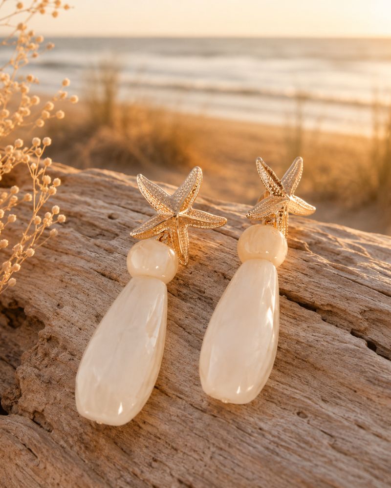boucles d'oreilles étoile de mer & goutte mile mila