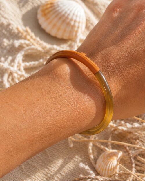 bracelet corne de buffle camel