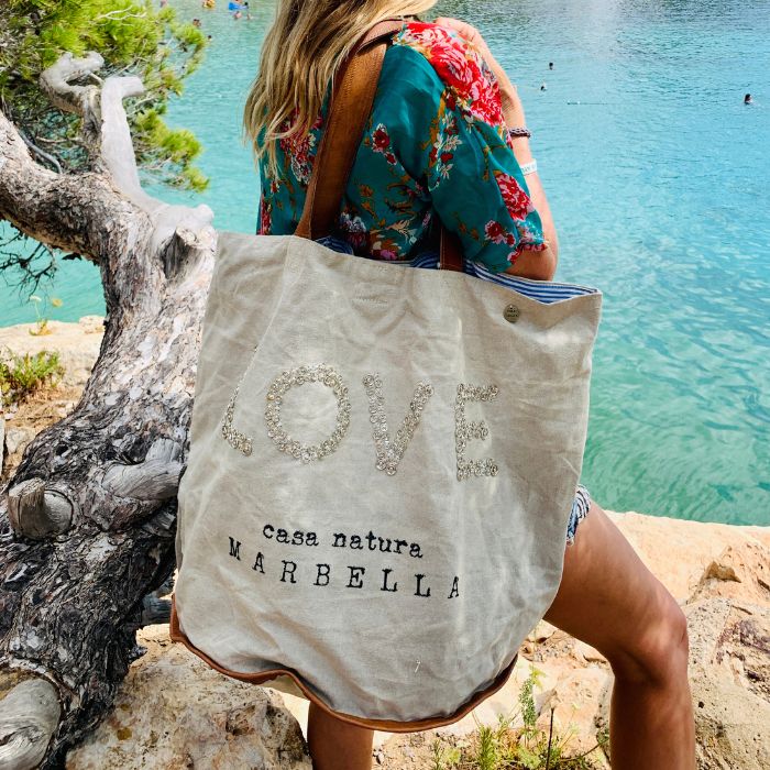 sac de plage toile upcyclee love