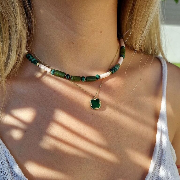 collier pendentif agate verte bohm paris