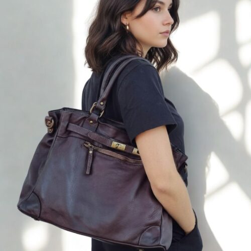 sac cuir urban vintage fabrication italienne grand format