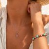 collier fin pendentif rhodonite et petite perle d'eau bijou bohm paris
