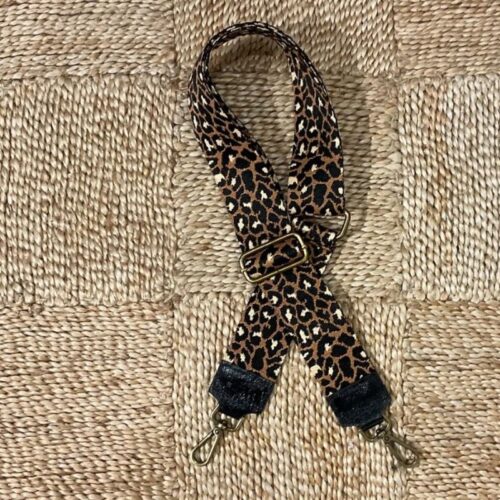 Bandoulière de sac léopard noir