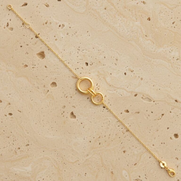 bracelet pour femme en plaqué or 18 carats orné d'un double anneau