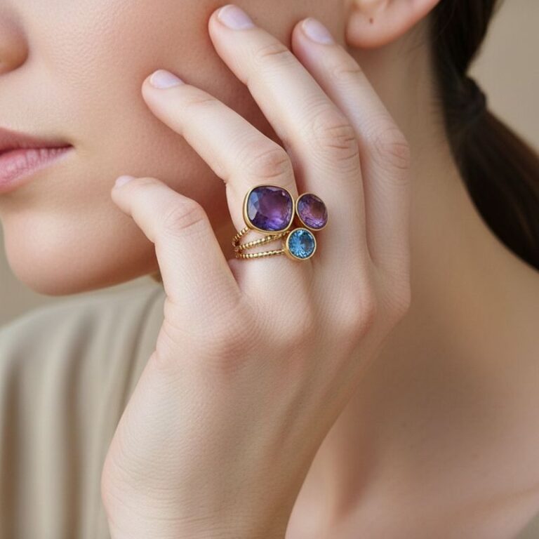 bague trilogie pierre naturelle et cristaux création bohm paris