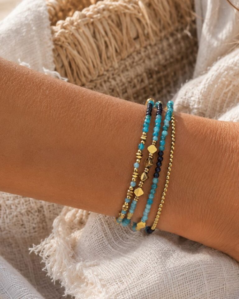 bracelet multitours tie & dye bleu/orange bracelet multitours tie & dye bleu/orange