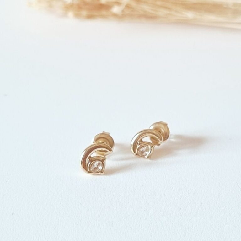 Puces d'oreilles Lune & Zirconium Puces d'oreilles Lune & Zirconium