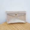 Porte monnaie daim pailleté beige