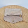 Porte monnaie daim pailleté beige