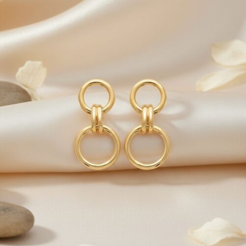 boucles d'oreilles en plaqué or 18 carats double maillon bijou intemporel boucles d'oreilles en plaqué or 18 carats double maillon bijou intemporel