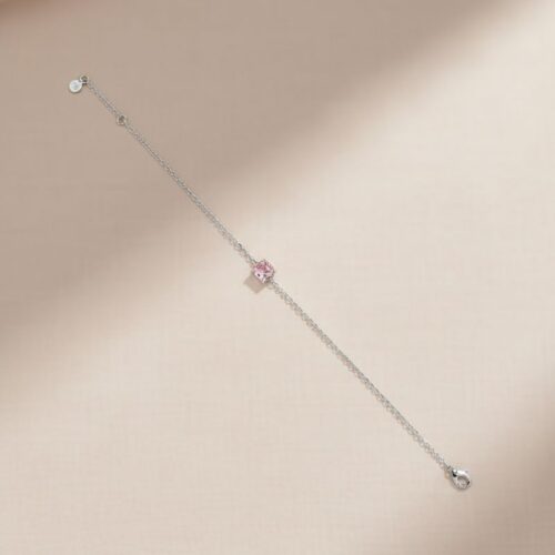 Bracelet argent 925 pierre teintée morganite