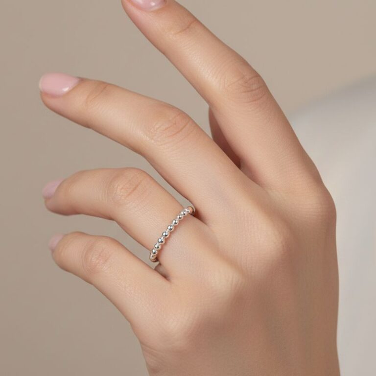 Bague fine maille boule argent 925