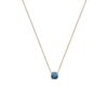 collier ras de cou en plaqué or 18 carats avec pendentif pierre nano facettée et teintée en bleu saphir
