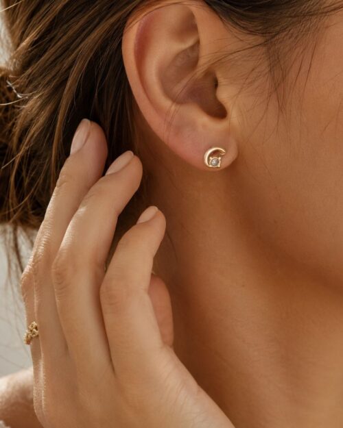 puces d'oreilles lune & zirconium