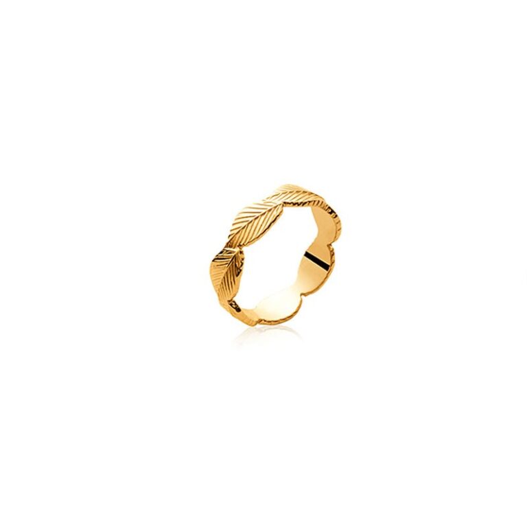 bague plaqué or 18 carats pour femme motif feuille torsadée