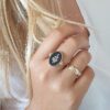 bague plaqué or 18 carats pour femme motif feuille torsadée