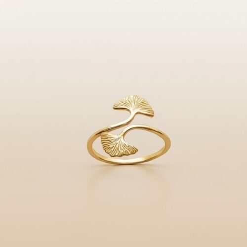 bague pour femme plaqué or 18 carats motif feuille de ginkgo bague pour femme plaqué or 18 carats motif feuille de ginkgo