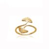 Bague plaqué or ginkgo