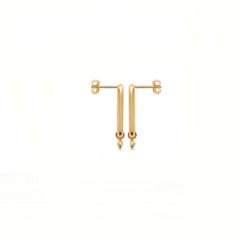 boucles d'oreilles plaqué or anneau avec zirconium blanc bijou élégant et discret