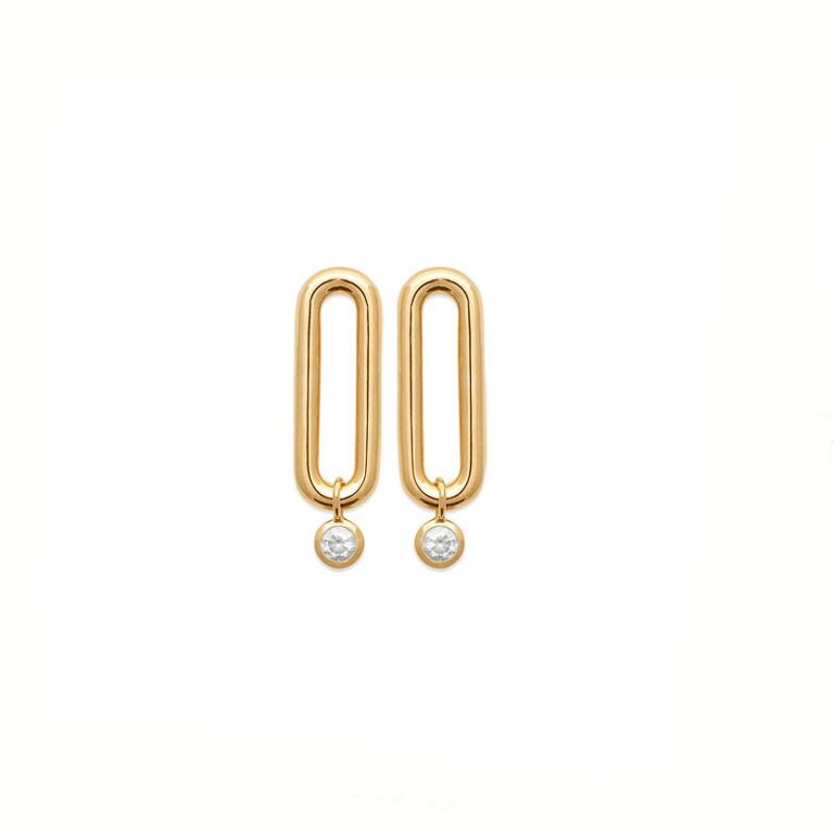 boucles d'oreilles plaqué or anneau avec zirconium blanc bijou élégant et discret