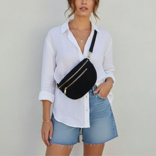 sac banane daim noir style effortless chic