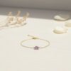 bracelet pour femme plaqué or 18 carats avec pierre améthyste ovale