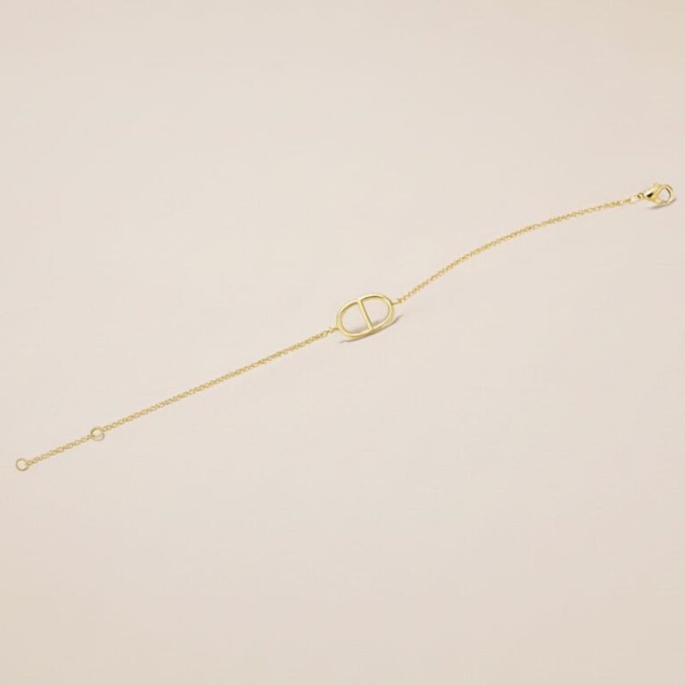 bracelet plaqué or 18 carats pour femme maille marine stylisée CD bracelet plaqué or 18 carats pour femme maille marine stylisée CD