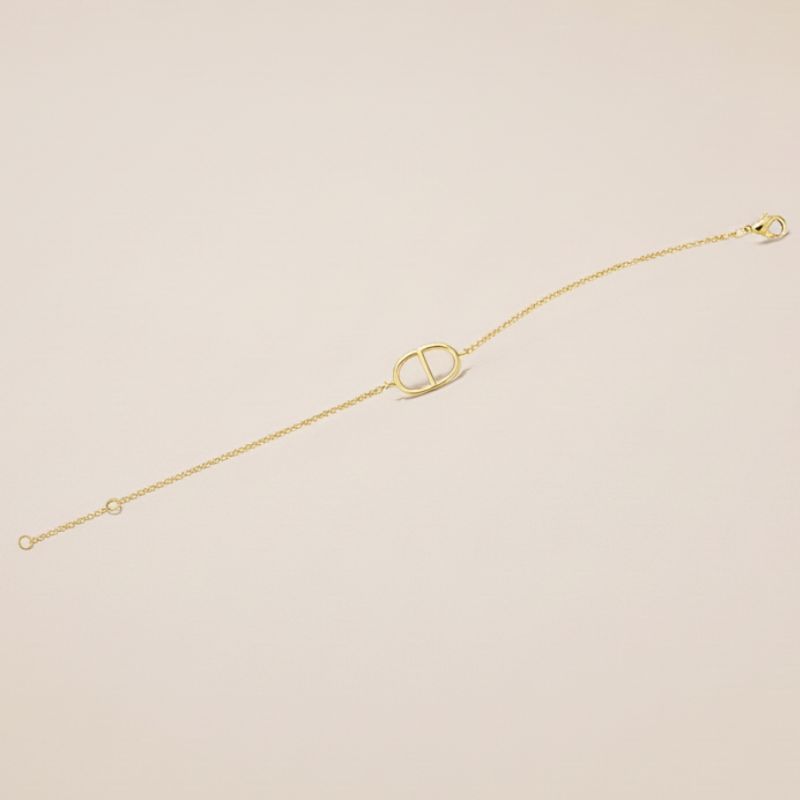 bracelet plaqué or 18 carats pour femme maille marine stylisée CD