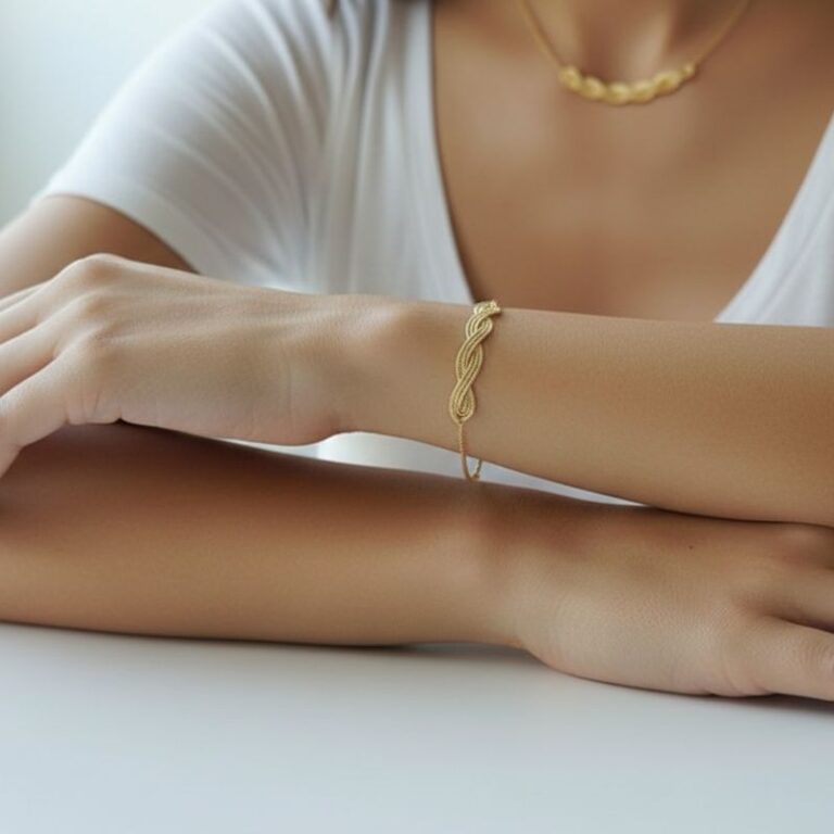 Bracelet tressé torsadé en plaqué or pour femme