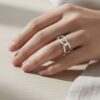 bague pour femme en argent 925 rhodié anneau composé de gros maillons