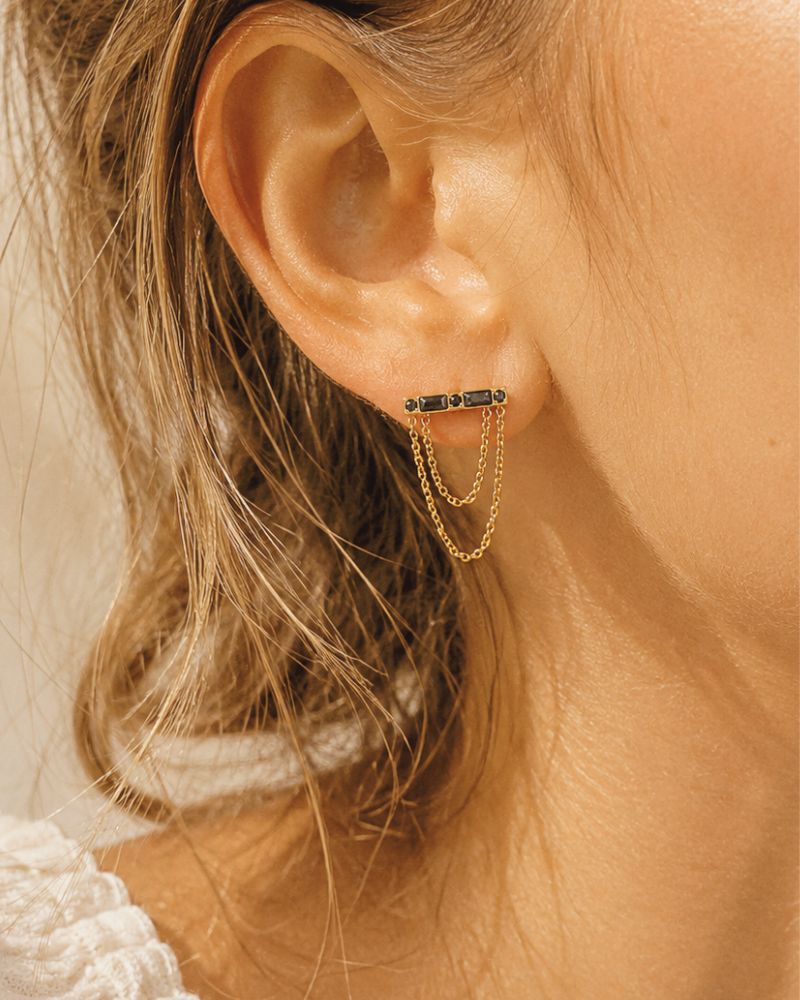 boucles d'oreilles honoré zirconium noir bijou bohm paris