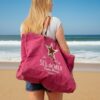 sac de plage format xl sel de mer couleur fuchsia porté épaule océan Hossegor