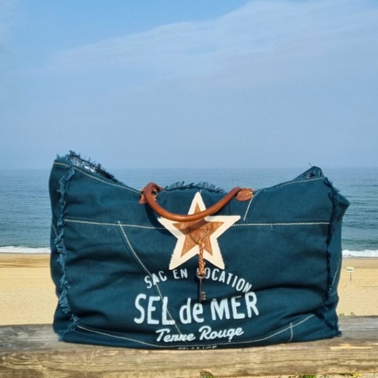 sac cabas de plage xl sel de mer bleu petrole