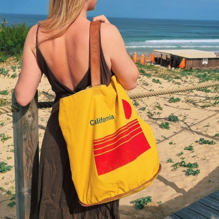 sac de plage jaune imprimé california