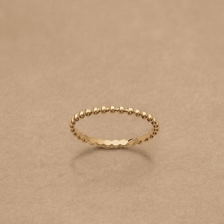 bague fine pour femme en plaqué or 18 carats maille boule