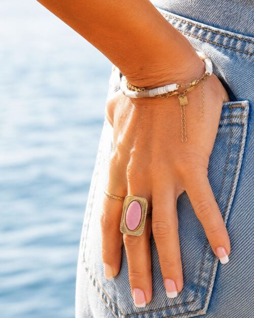 bague venata rhodonite