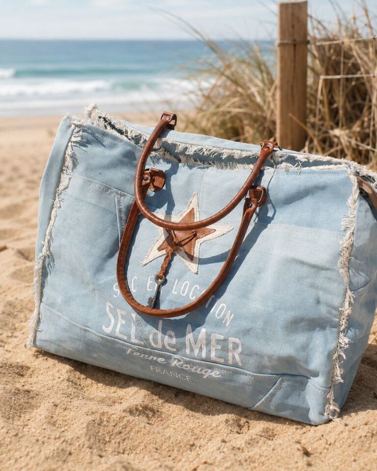 sac de plage toile denim xl