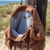 interieur doublé rayé marine du sac de plage xl marron pécan