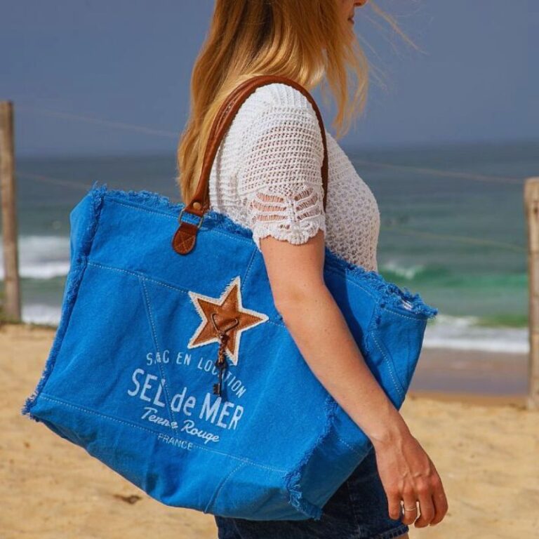 sac de plage sel de mer bleu roi