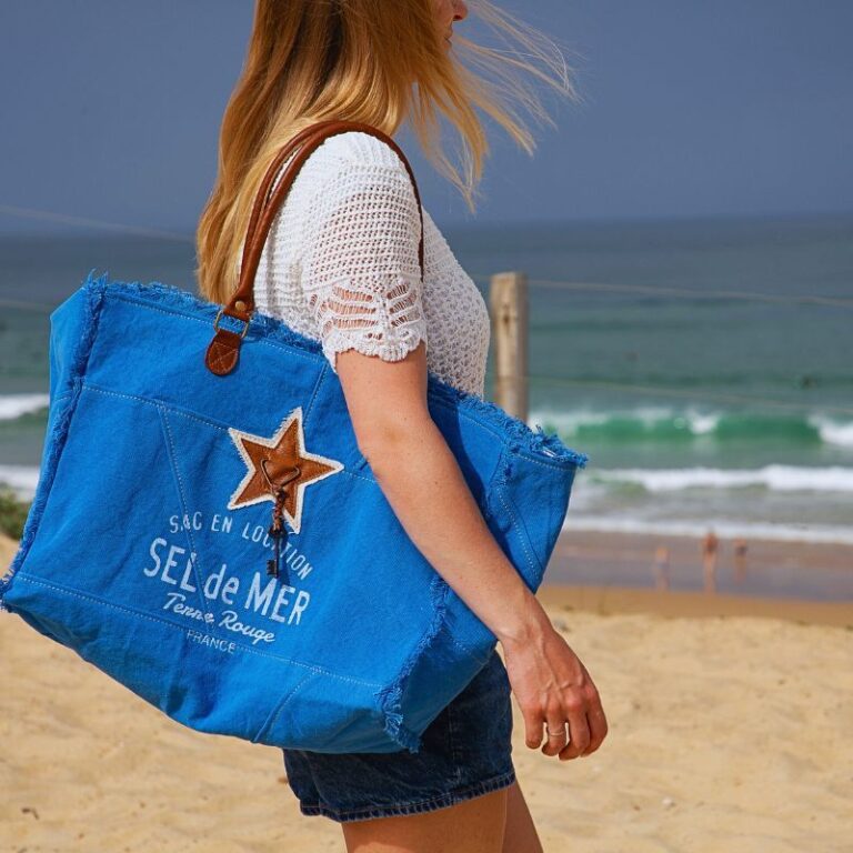 sac de plage sel de mer bleu roi