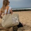sac cabas de plage oversize rayé beige sac cabas de plage oversize rayé beige