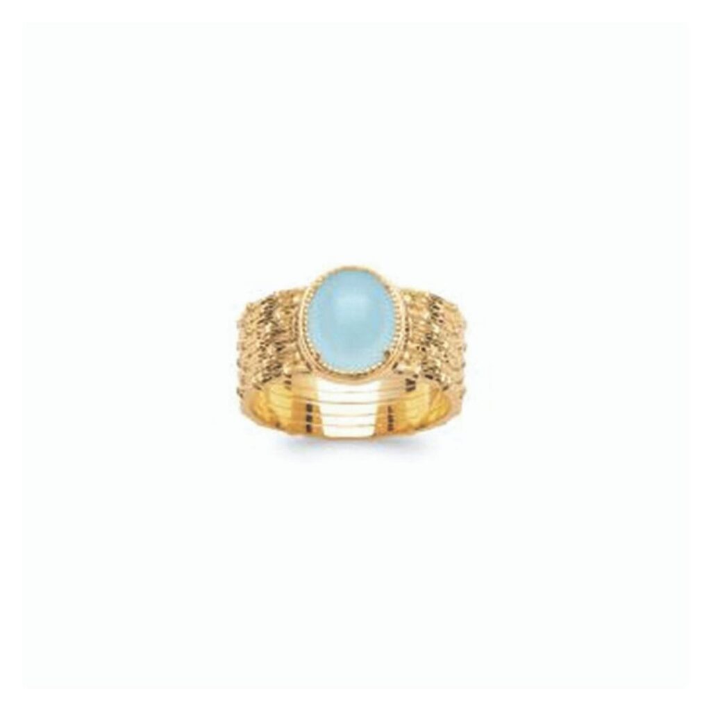 Bague or agate bleue