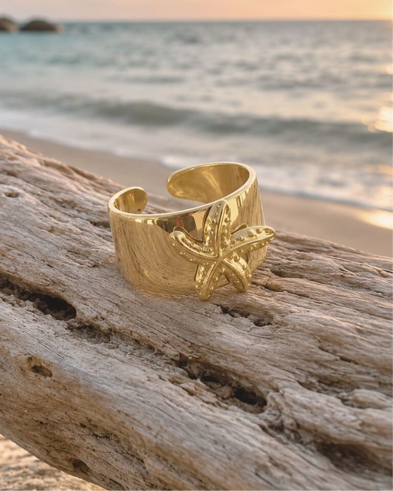 bague étoile de mer dorée